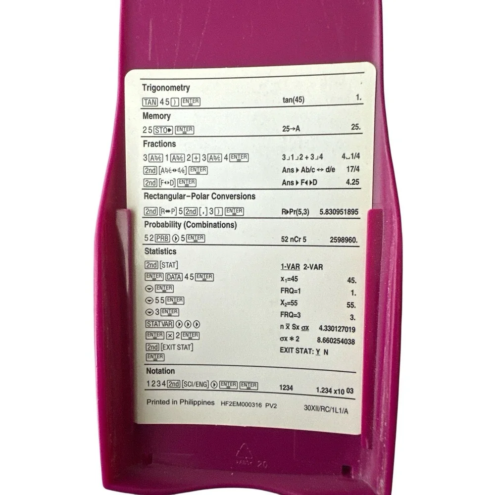 Texas Instruments TI-30X IIS ‎ Scientific Calculator Pink with Cover Works